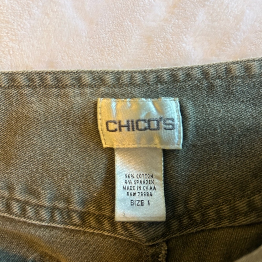 Chico's Olive Denim Casual Pants Bootcut size 1 (8/10) - Picture 3 of 6